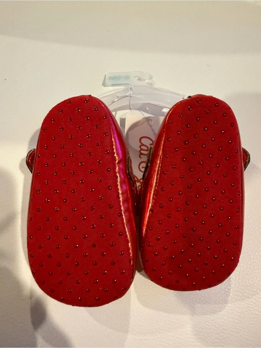 ☀️🌊 Target Shiny Red Baby Mary Jane Shoes with Bow NWT